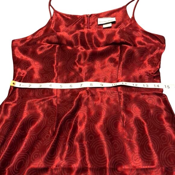 Breakin’ Loose Dark Red Print Satin maxi Dress Junior 5 Y2K Vintage - Picture 7 of 7